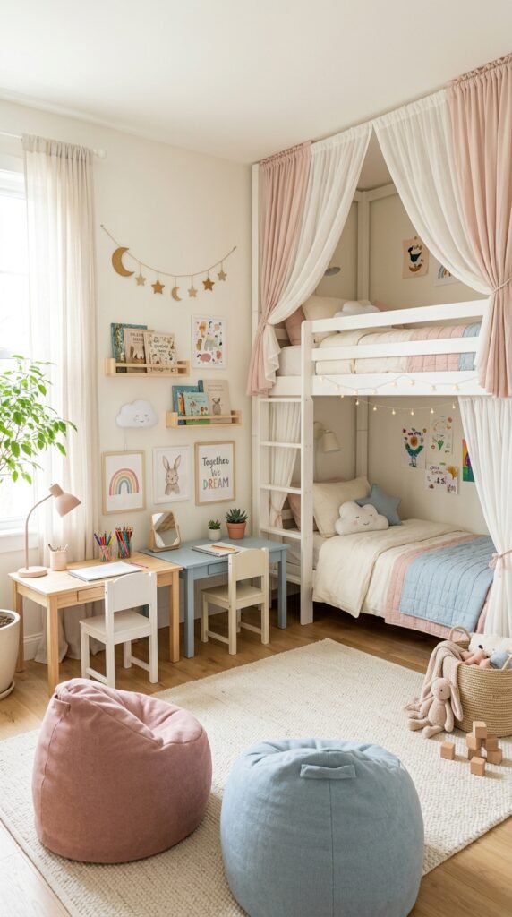 13 Two Sisters Bedroom Ideas 3 Minimal whimsical shared bedroom