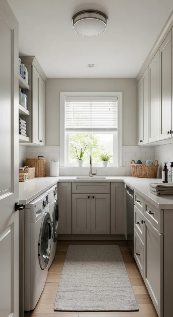15 Laundry Room Top Loader Layout Ideas for Efficiency Boost 4 1. Classic Galley Layout for Top Loader Efficiency
