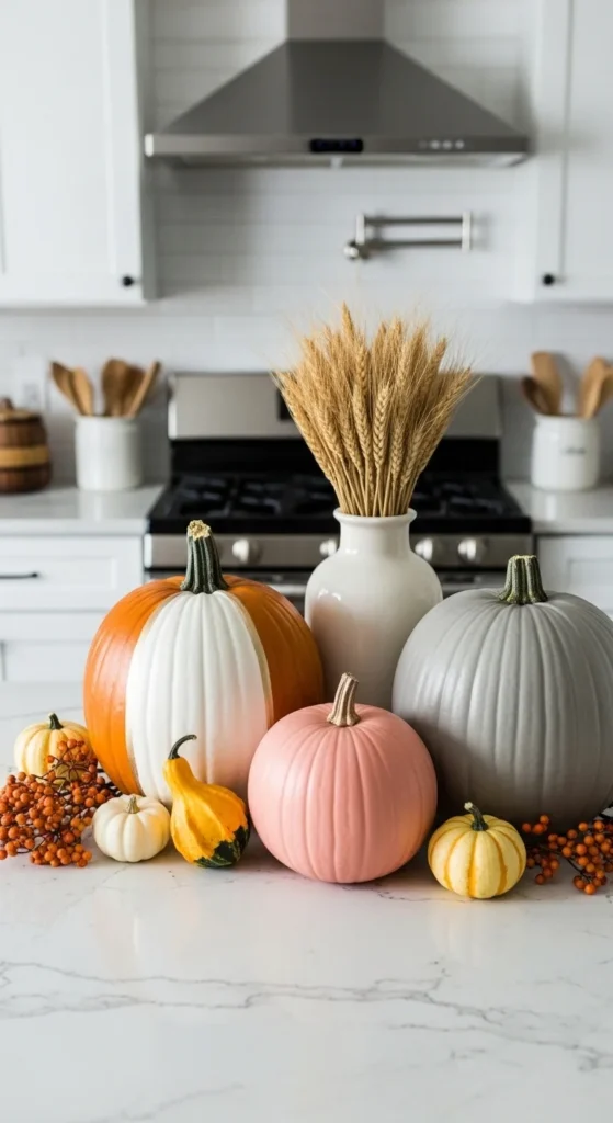 15 Thanksgiving Kitchen Island Decor Ideas to Transform Your Holiday Space 12 10. DIY Painted Pumpkin Accents