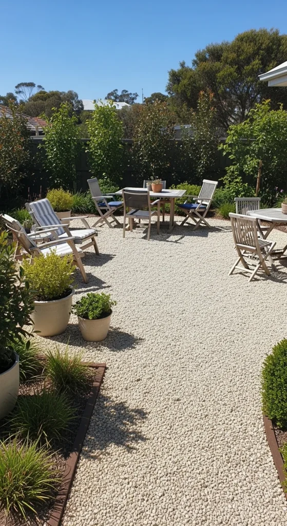 19 Coastal Australian Garden Ideas for a Relaxed Outdoor Space 13 10. Gravel Courtyard Spaces for a Coastal Australian Garden