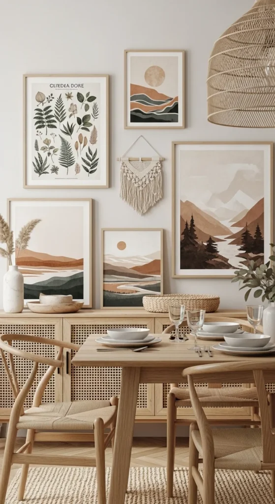 13 Natural Dining Room Oasis Ideas for Peaceful Inviting Space 13 10. Nature Inspired Wall Art for a Natural Dining Room Oasis
