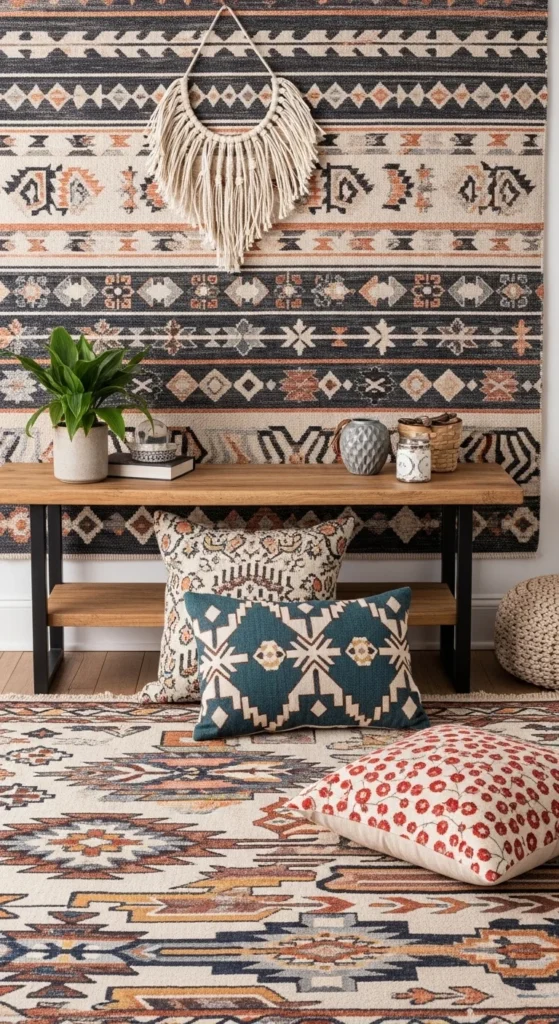 15 Boho Chic Interior Ideas to Create a Warm and Soulful Home 13 10. Pattern Mixing That Elevates a Boho Chic Interior