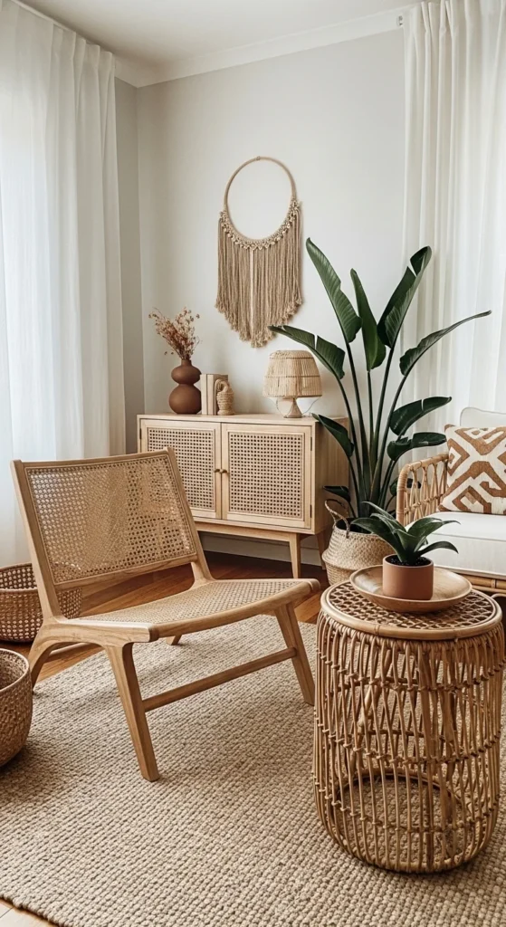 15 Creative 70s Interior Design Retro Look Ideas for Stylish Living Spaces 13 10. Rattan and Wicker elements