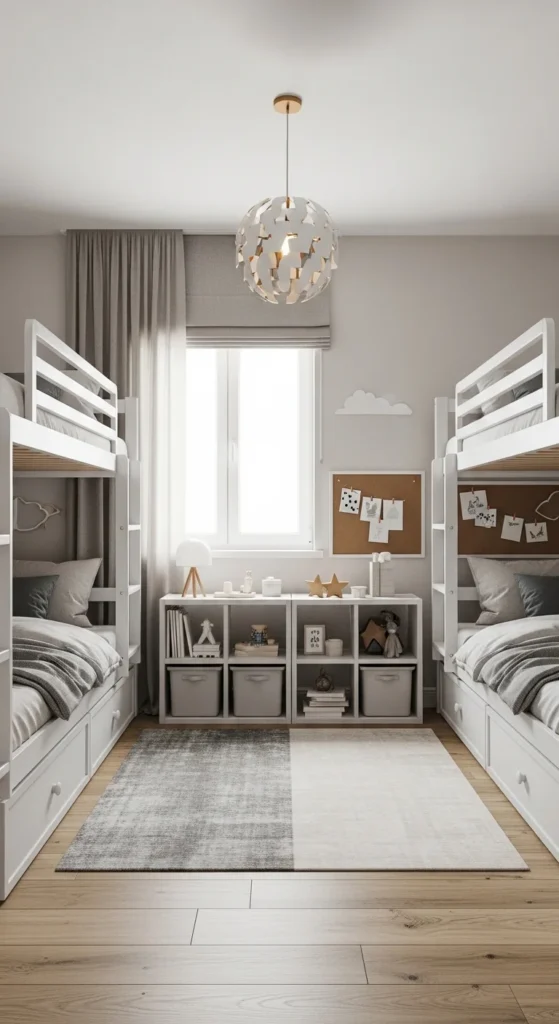 13 Kids' Room Interior Design Ideas That Inspire Creativity and Comfort 13 10. Shared Kids Room Interior Design That Balances Privacy and Harmony