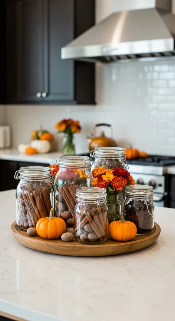 15 Thanksgiving Kitchen Island Decor Ideas to Transform Your Holiday Space 13 11. Autumn Spice Display