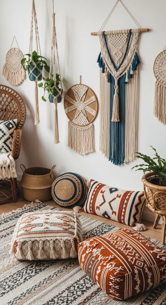 15 Boho Chic Interior Ideas to Create a Warm and Soulful Home 14 11. Macrame and Handmade Decor for Authentic Boho Chic Interior Appeal