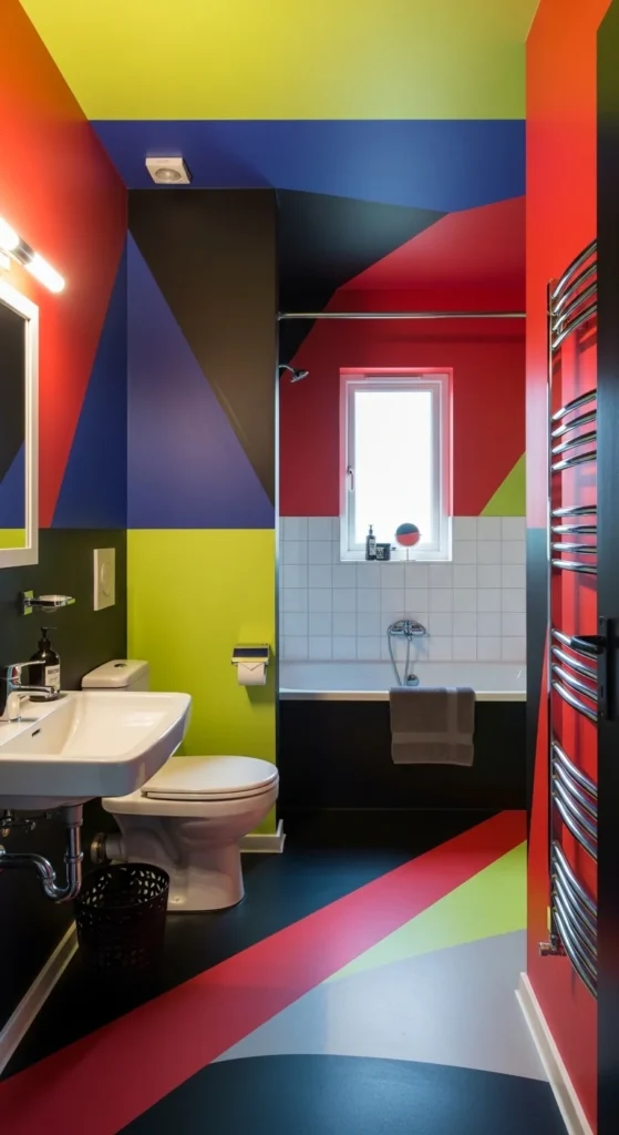15 Punk Bathroom Ideas: Transform Your Space with Rebellion 14 12. Color Blocked Walls or Ceilings