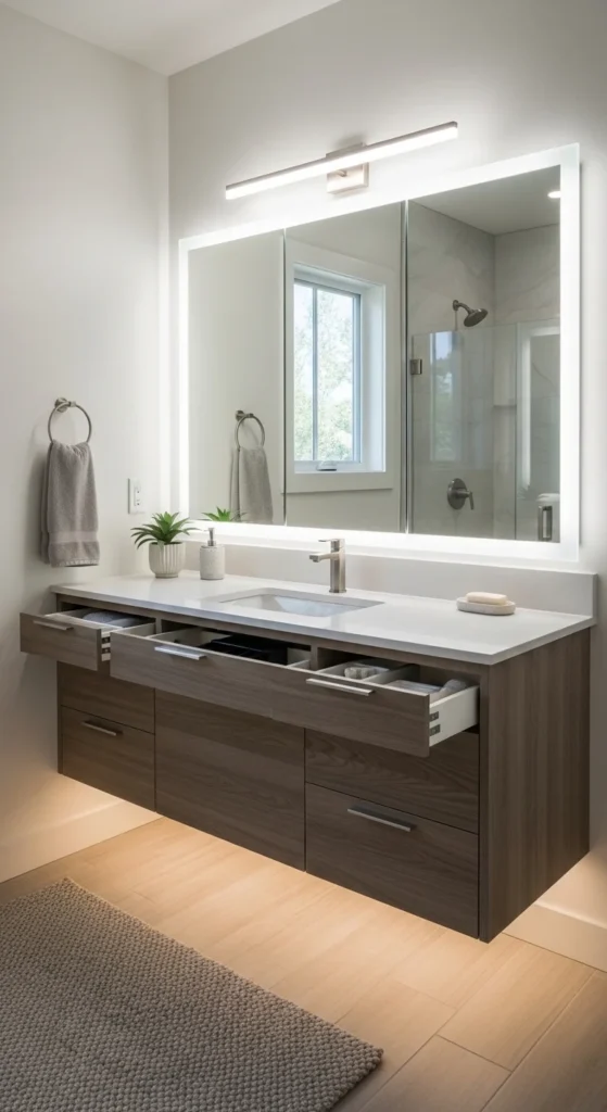 17 Cheap Bathroom Makeover Ideas to Transform Your Space Affordably 15 12. Incorporate a Floating Vanity