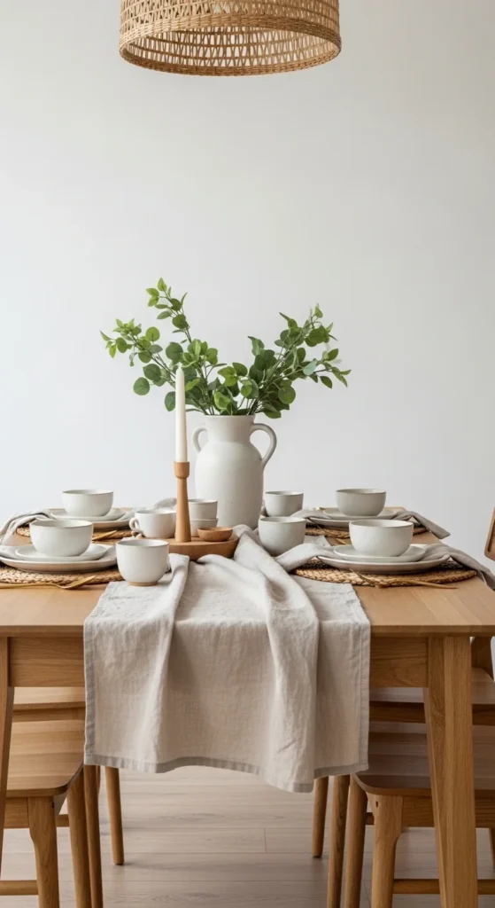 13 Natural Dining Room Oasis Ideas for Peaceful Inviting Space 15 12. Minimal Styling for a Calm Natural Dining Room Oasis