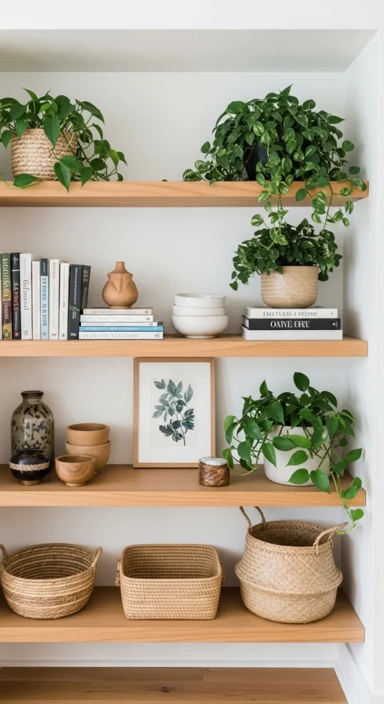 15 Boho Chic Interior Ideas to Create a Warm and Soulful Home 15 12. Open Shelving Styled the Boho Chic Interior Way