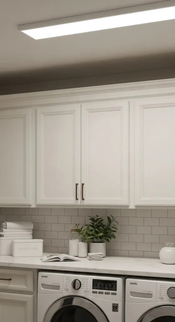 19 Basement Laundry Room Ideas to Maximize Space Storage Pro 16 13. Basement Laundry Room With Smart Lighting