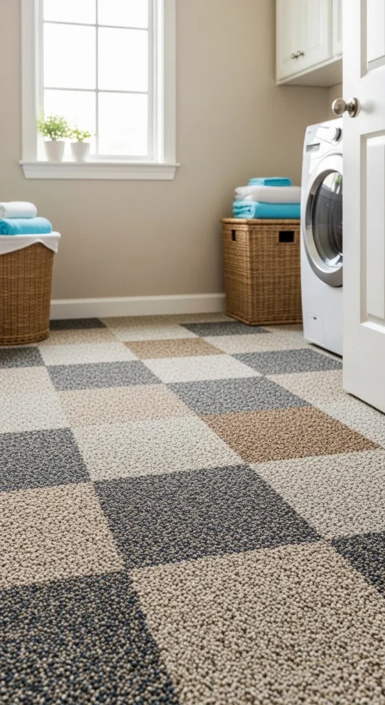 15 Laundry Room Flooring Ideas: Stylish, Durable & Practical 16 13. Carpet Tiles