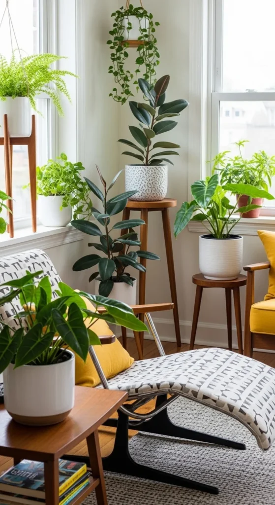13 Timeless 1950s Interior Design Ideas to Bring Retro Charm Into Your Home 16 13. Indoor Plants for Natural Mid Century Atmosphere