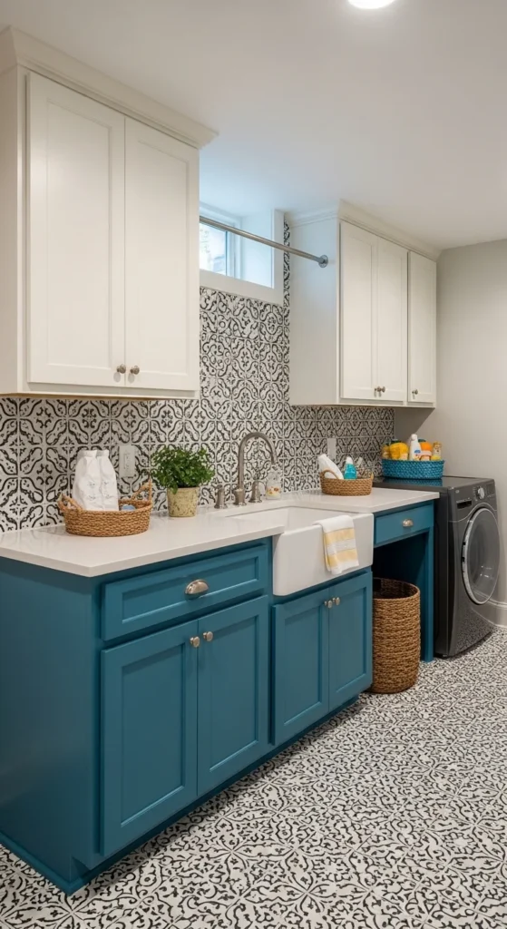 19 Basement Laundry Room Ideas to Maximize Space Storage Pro 17 14. Basement Laundry Room With Color Accents