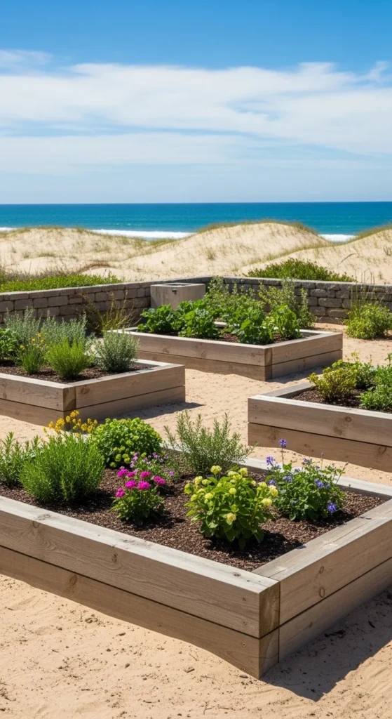 19 Coastal Australian Garden Ideas for a Relaxed Outdoor Space 17 14. Raised Coastal Garden Beds for Better Plant Growth