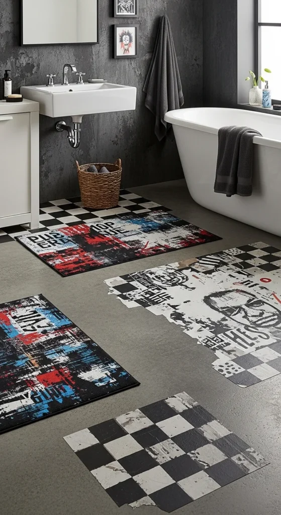 15 Punk Bathroom Ideas: Transform Your Space with Rebellion 16 14. Statement Flooring