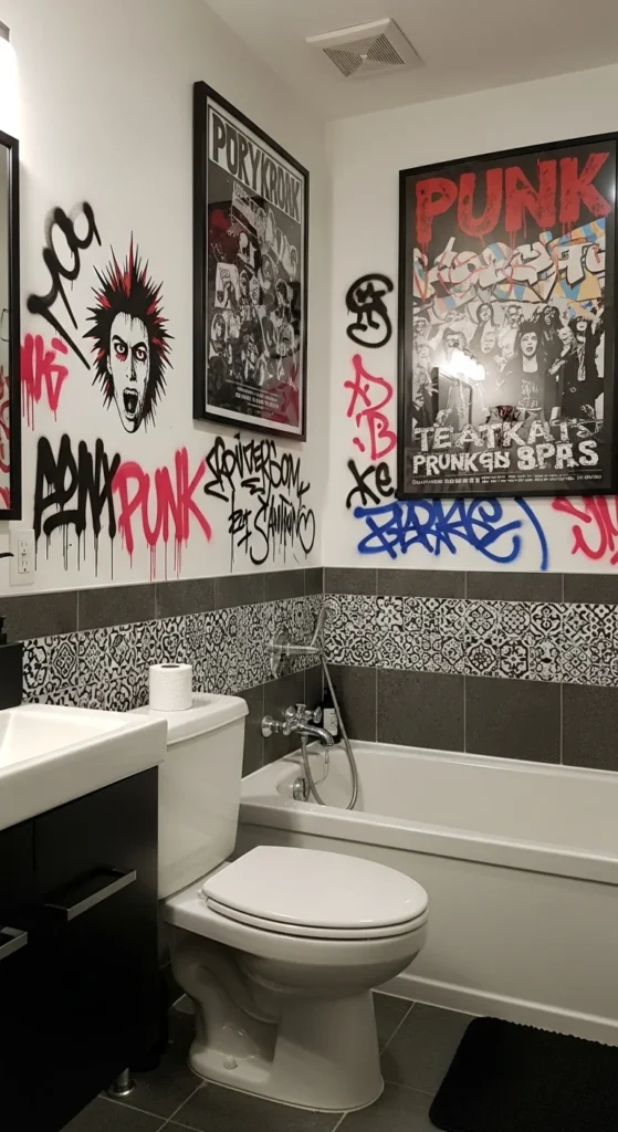 15 Punk Bathroom Ideas: Transform Your Space with Rebellion 17 15. Quirky Art and Posters