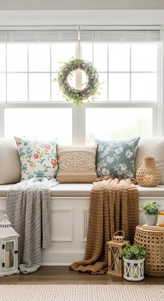 15 Living Room Window Nook Ideas for a Cozy and Stylish Space 18 15. Seasonal decor Window Nook