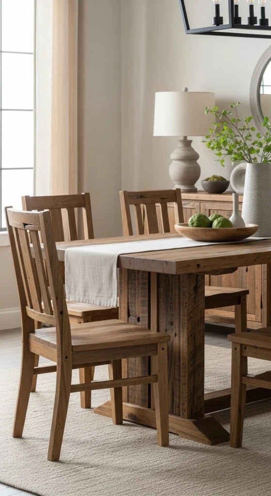 19 Organic Dining Room Ideas for Calm Nature Inspired Space Ideas 18 15. Use Sustainable or Reclaimed Wood Furniture