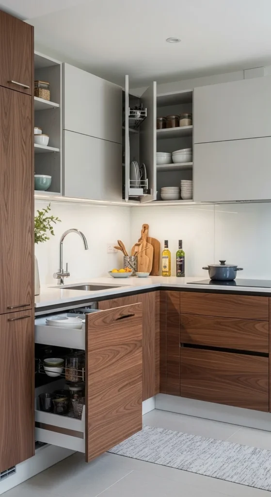 17 Modern Walnut Kitchen Cabinets Ideas for Stylish Design 18 15. Walnut Cabinets in Small Kitchens