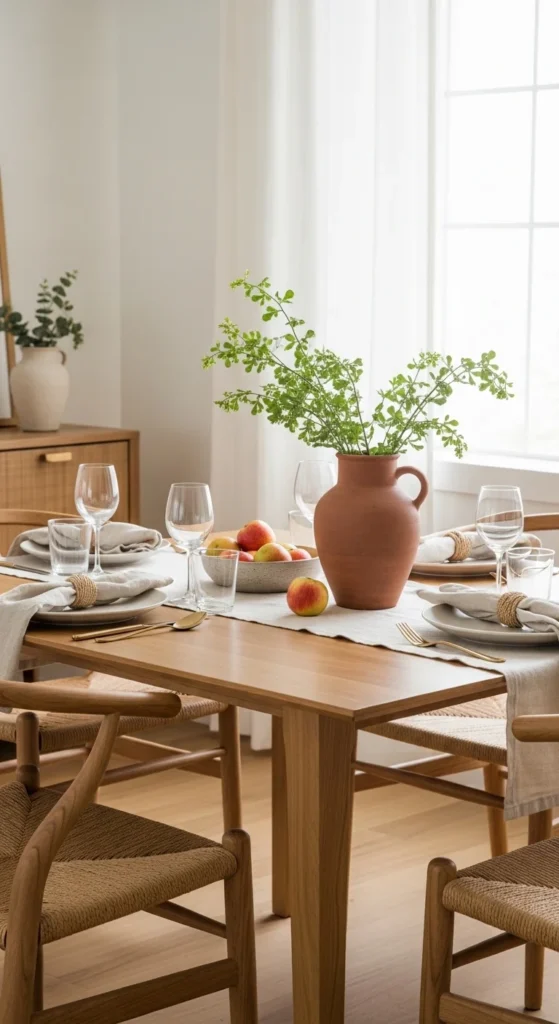 19 Organic Dining Room Ideas for Calm Nature Inspired Space Ideas 19 16. Keep the Dining Table Styling Minimal