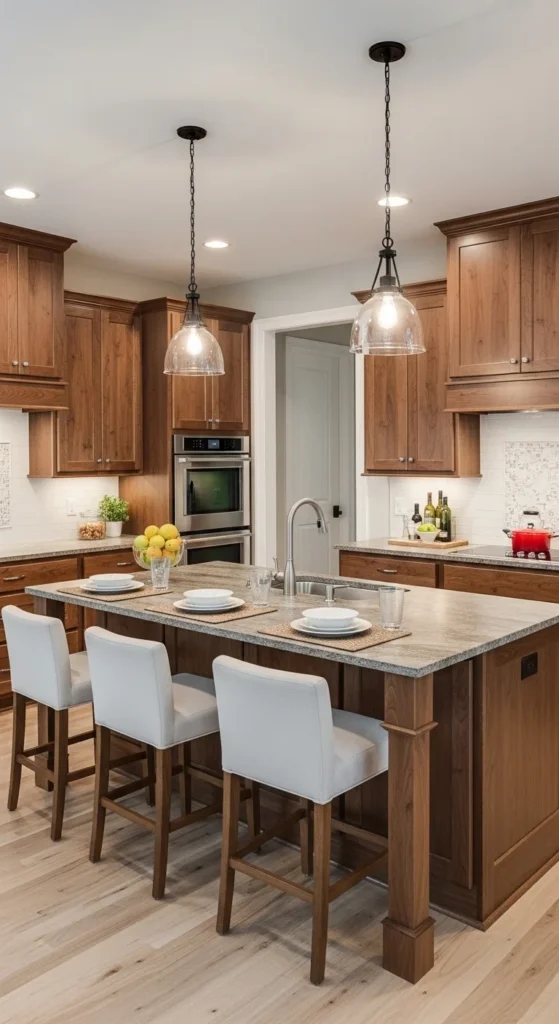 17 Modern Walnut Kitchen Cabinets Ideas for Stylish Design 19 16. Walnut Kitchen Island with Matching Cabinets