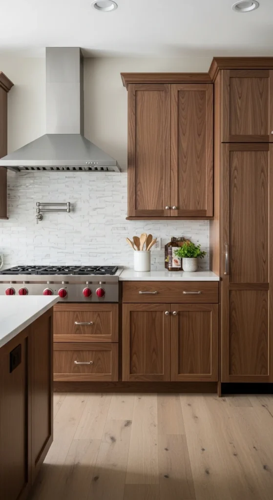 17 Modern Walnut Kitchen Cabinets Ideas for Stylish Design 20 17. Mixed Texture Walnut Cabinet Designs