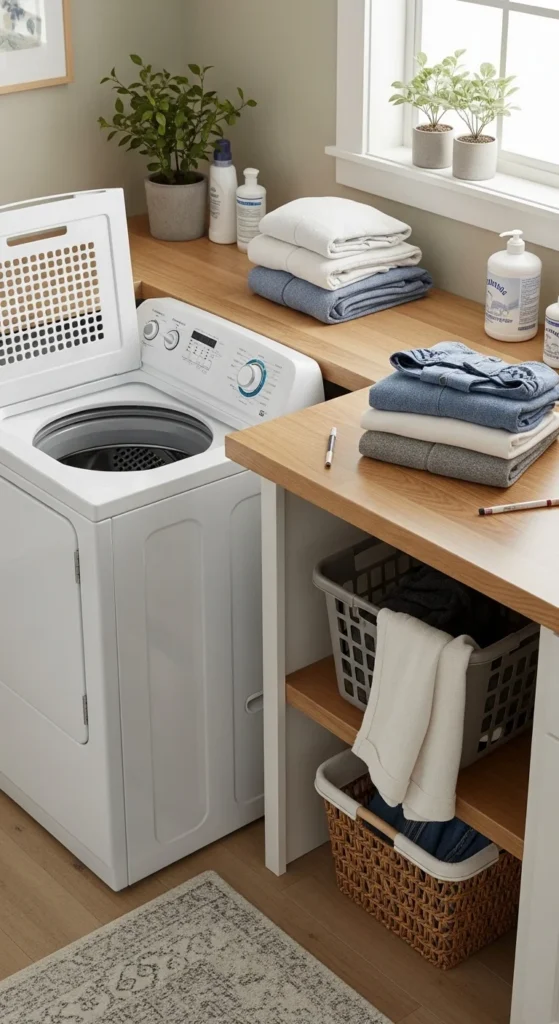 13 Top Load Washer Laundry Room Ideas for a Stylish and Functional Space 5 2. Add a Countertop Beside the Washer
