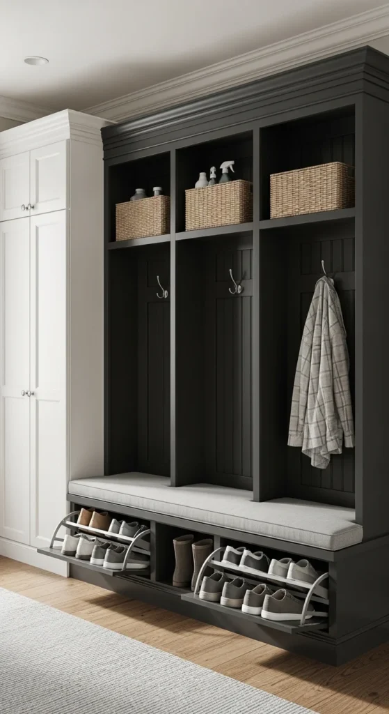 19 Laundry Mud Room Ideas That Combine Style, Storage, and Smart Organization 5 2. Bench Seating with Hidden Storage Compartments