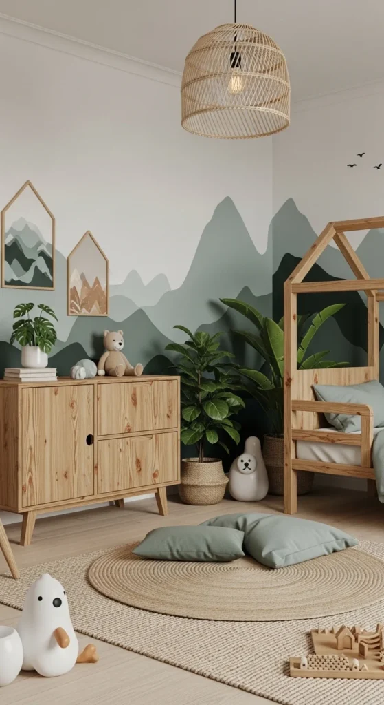 13 Kids' Room Interior Design Ideas That Inspire Creativity and Comfort 5 2. Nature Inspired Kids Room Interior Design with Organic Textures