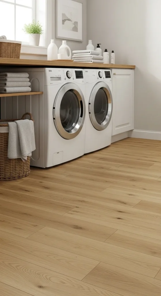 15 Laundry Room Flooring Ideas: Stylish, Durable & Practical 5 2. Vinyl Sheet Flooring 1