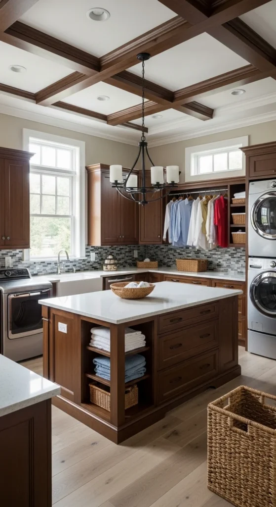 15 Laundry Room Top Loader Layout Ideas for Efficiency Boost 6 3. Island Layout for Spacious Laundry Rooms