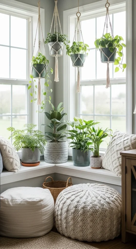 15 Living Room Window Nook Ideas for a Cozy and Stylish Space 6 3. Sunlit Plant Nook