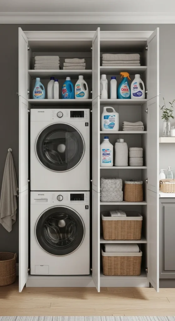 13 Top Load Washer Laundry Room Ideas for a Stylish and Functional Space 6 3. Tall Cabinets for Vertical Storage