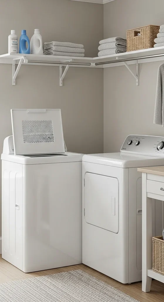 15 Laundry Room Top Loader Layout Ideas for Efficiency Boost 7 4. Corner Top Loader Setup for Tight Spaces