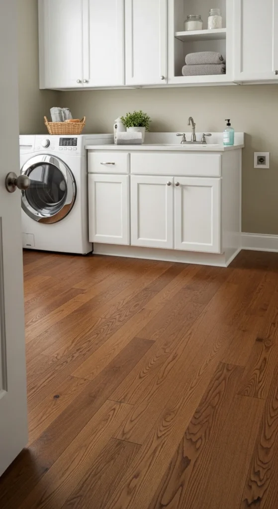 15 Laundry Room Flooring Ideas: Stylish, Durable & Practical 7 4. Engineered Hardwood Flooring
