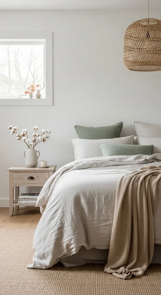 19 Natural Bedroom Oasis Ideas for a Calm Sleep Sanctuary 7 4. Use Natural Linen Bedding for a Relaxed Bedroom Oasis