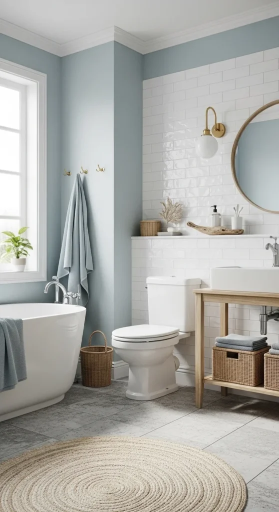 19 Stunning Beach Bathroom Ideas for a Coastal Retreat 7 4. Whitewashed Tiles for a Light and Airy Feel