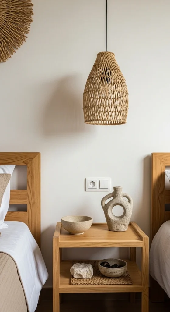 19 Natural Bedroom Oasis Ideas for a Calm Sleep Sanctuary 8 5. Incorporate Stone or Clay decor for Organic Texture