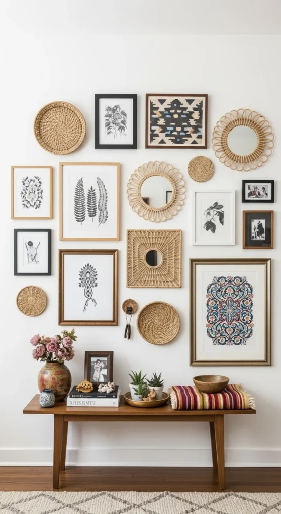 15 Boho Chic Interior Ideas to Create a Warm and Soulful Home 9 6. Artistic Gallery Walls in a Boho Chic Interior 1