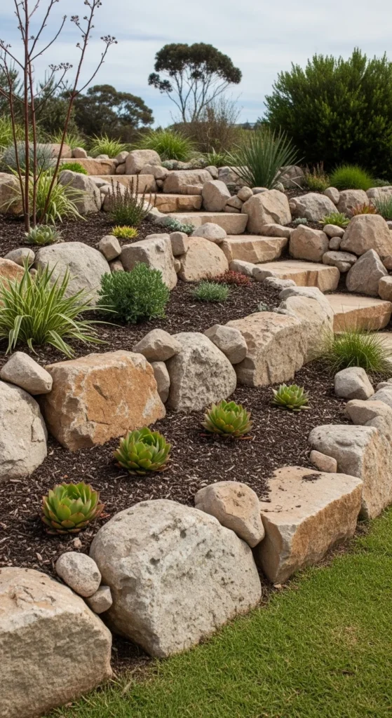 19 Coastal Australian Garden Ideas for a Relaxed Outdoor Space 9 6. Coastal Rock Gardens That Reflect Natural Shorelines