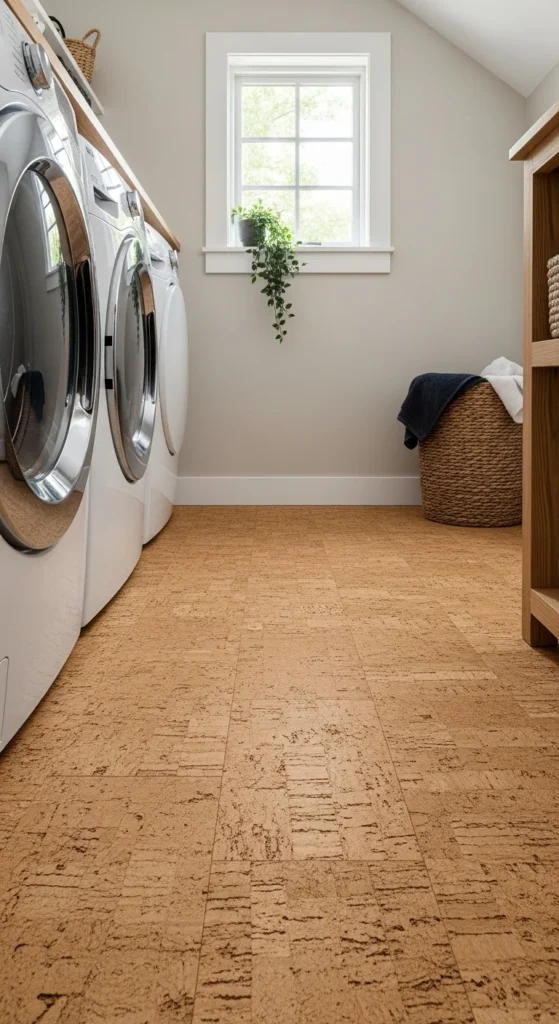 15 Laundry Room Flooring Ideas: Stylish, Durable & Practical 9 6. Cork Flooring