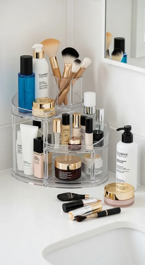 13 Bathroom Counter Decor Ideas for a Stylish and Organized Bathroom 9 6. Install a Small Vanity Organizer for Bathroom Counter Decor