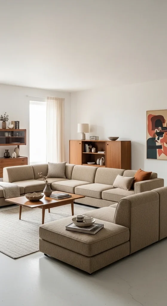 17 Embracing 70s Interior Design Ideas in Modern Homes 9 6. Modular and Low Profile Furniture