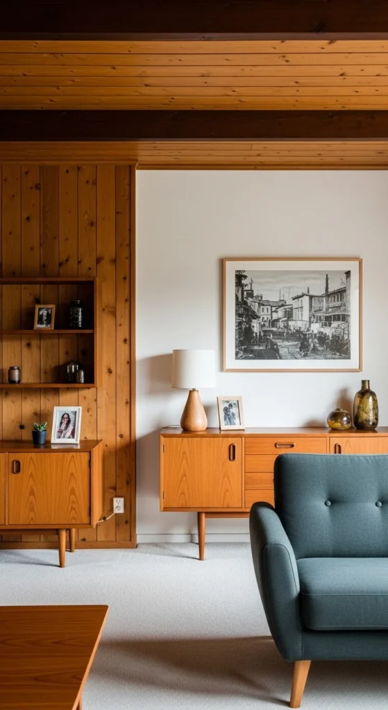 15 Creative 70s Interior Design Retro Look Ideas for Stylish Living Spaces 9 6. Wooden Paneling and Accents