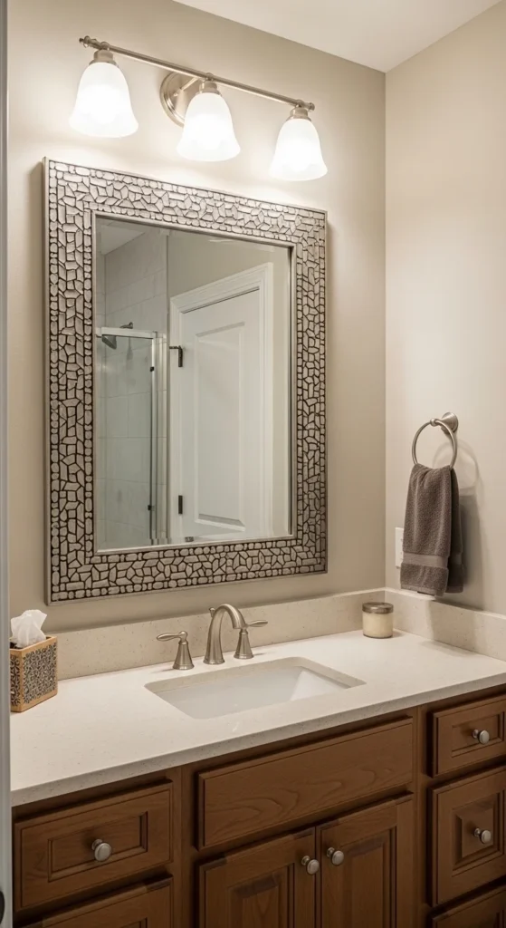 17 Cheap Bathroom Makeover Ideas to Transform Your Space Affordably 10 7. Add a Statement Mirror