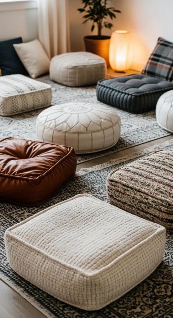 15 Boho Chic Interior Ideas to Create a Warm and Soulful Home 10 7. Cozy Floor Seating That Enhances a Boho Chic Interior