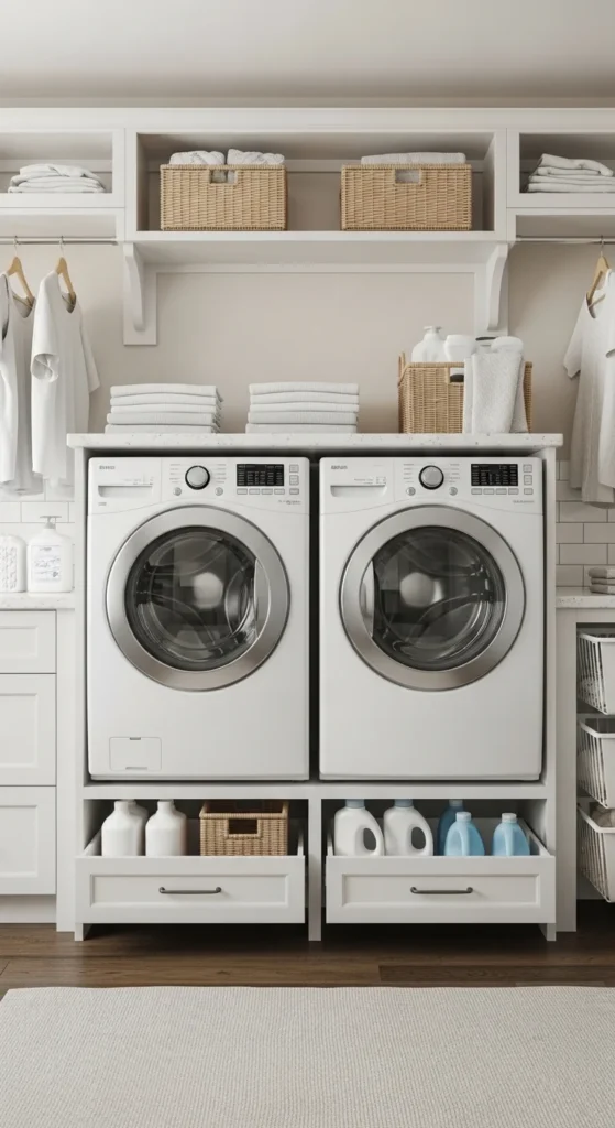 15 Laundry Room Top Loader Layout Ideas for Efficiency Boost 10 7. Dual Top Loader Configuration for Large Households