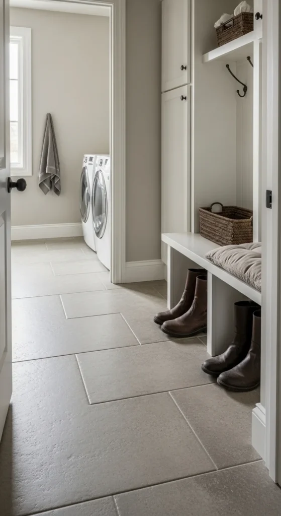 19 Laundry Mud Room Ideas That Combine Style, Storage, and Smart Organization 10 7. Durable and Easy to Clean Flooring Choices