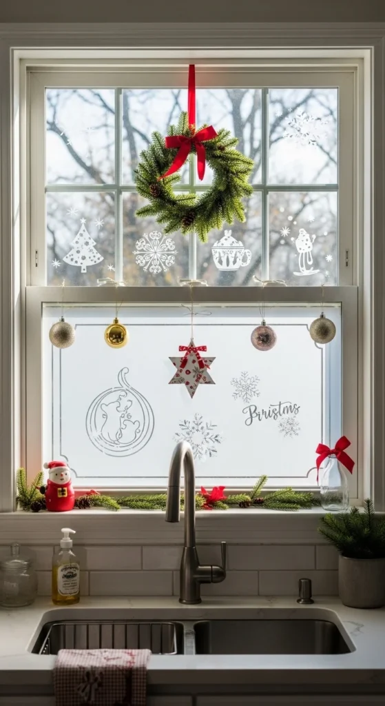 13 Christmas Kitchen decorations Ideas for a Festive Home 10 7. Festive Window decorations